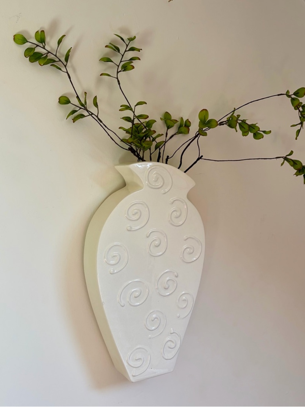 Diana Crain Studio Pottery Wall Vase White Sculptural Ceramic Hanging Whimsical